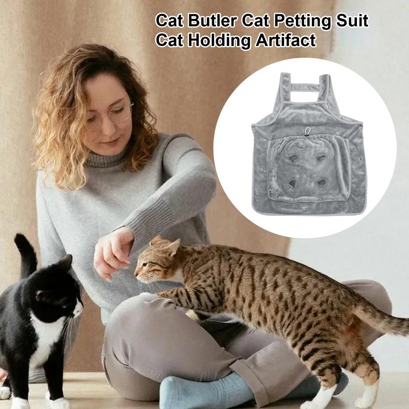 Tablier Porte-Chat avec Trous Voyage Extérieur Petit Chat Chiens Sac Suspendu sur la Poitrine Poche de Sommeil Hiver Peluche Sac de Transport pour Animaux