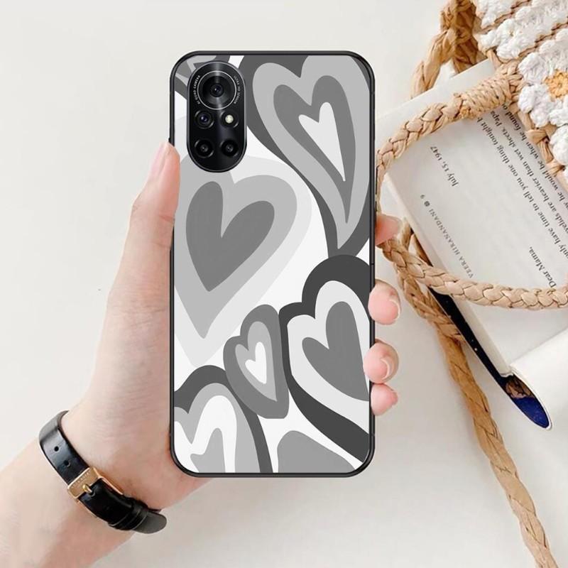 Cool Liquid Heart Phone Case For Honor 70 50 20 7S X9 X8 X7 Magic 4 3 Pro Soft Black Phone Cover