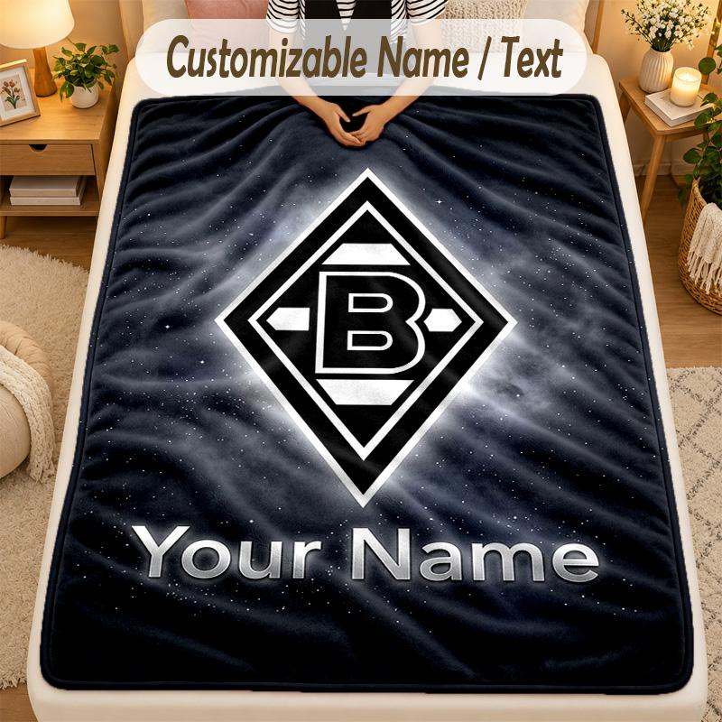 FlaneldeckeBorussia Mönchengladbach Benutzerdefinierter Name Text Personalisierte Weiche Warme Überwurfdecke Heimdekoration Geschenk