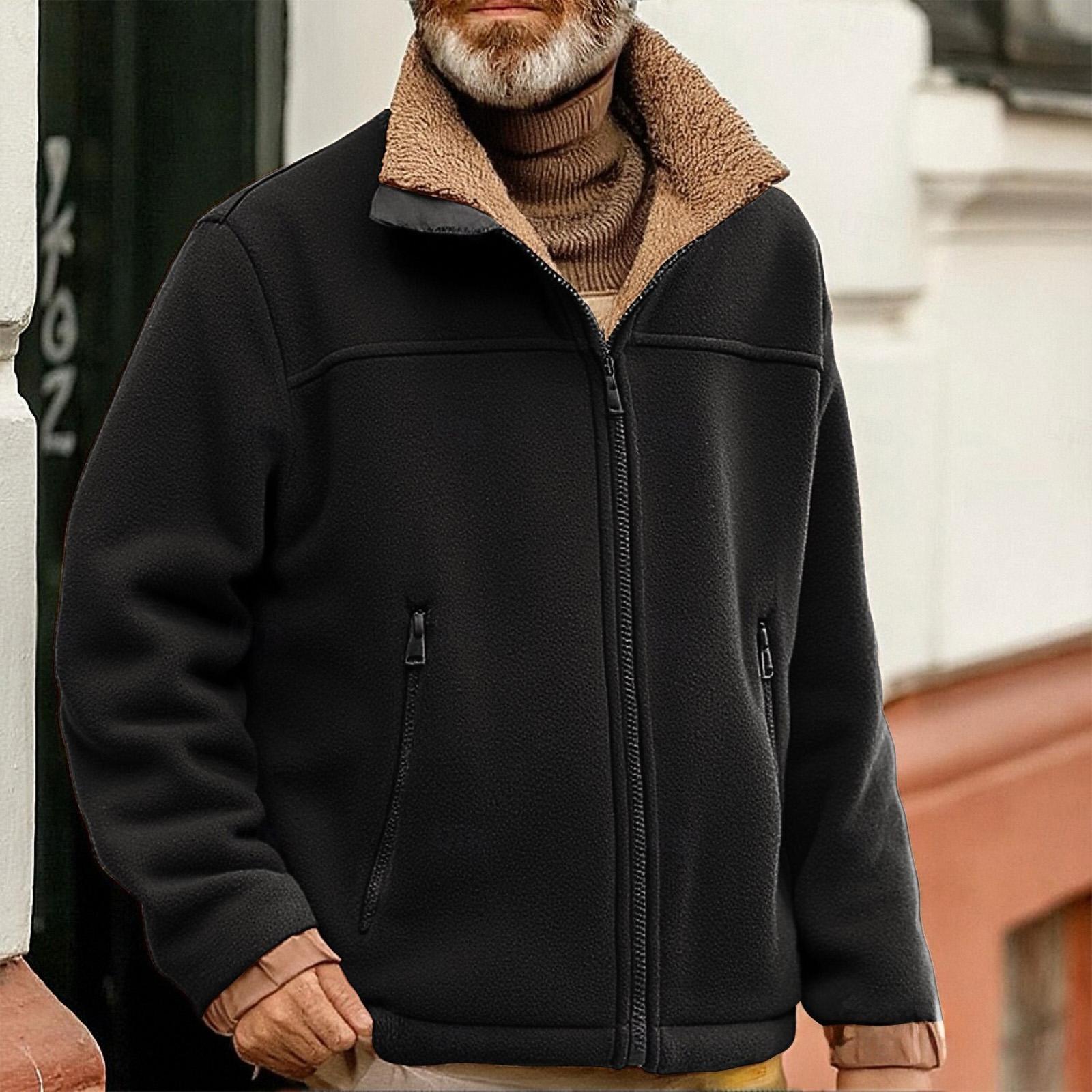 

Мужской вязаный свитер в вертикальную рубчик с воротником-стойкой на молнии M чёрный