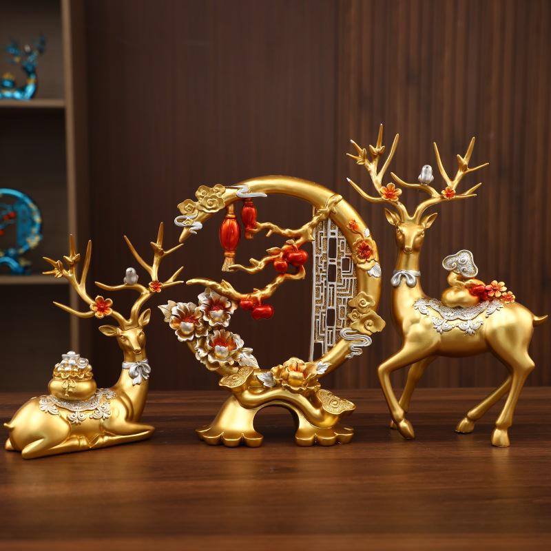Fortune Deer Wealth-Attracting Ornament for Living Room and Cabinet – Perfect Housewarming or Opening Gift