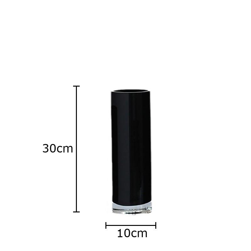 Straight Cylinder Black Glass Vase Plant Pot Table Decoration Flower Arrangement Minimalist Floral Vases Room Aesthetic Decor