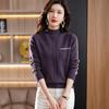 Half High Neck Knitted Sweater for Women Paired with Autumn Winter Short Style Jacquard Fashion Casual Western-style Base Sweater for Women