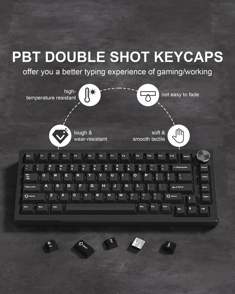 Xiaomi Womier 122 Keys Retro Black PBT Keycap Double Shot Cherry Profile Key Caps for Cherry MX Switches Mechanical Gamer Keyboard