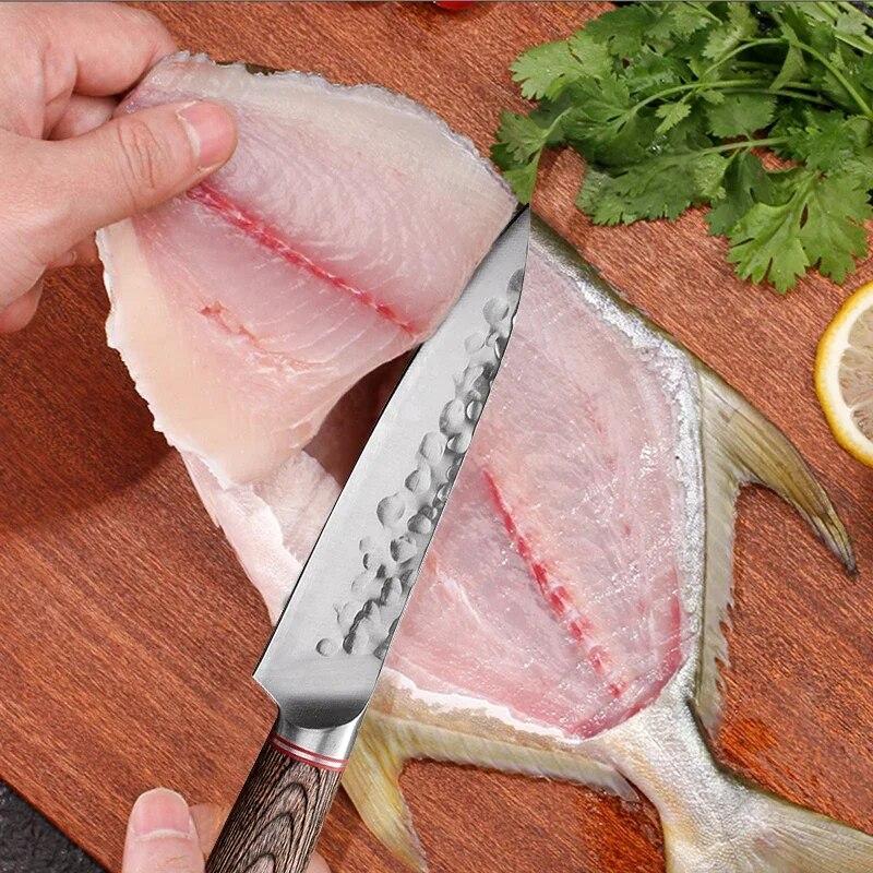 Stainless Steel Kitchen Boning Knife Hand Forged Knife Carving Knife Stainless Steel Cooking Multi-purpose Fruit Knife Wooden Handle Kitchen Gadget