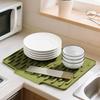 Built-in Drain Design Silicone Sink Mat Tilted Design Non-Slip Kitchen Countertop Drain Pad Drip-Free Prevents Water Build Up