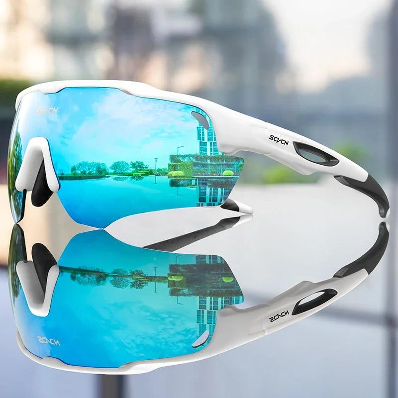 

2026 SCVCN Cycling Sunglasses Fashion Polarized MTB Glasses Bicycle UV400 Cycle Eyewear Photochromic Bike Goggles for Men Women 1 lens