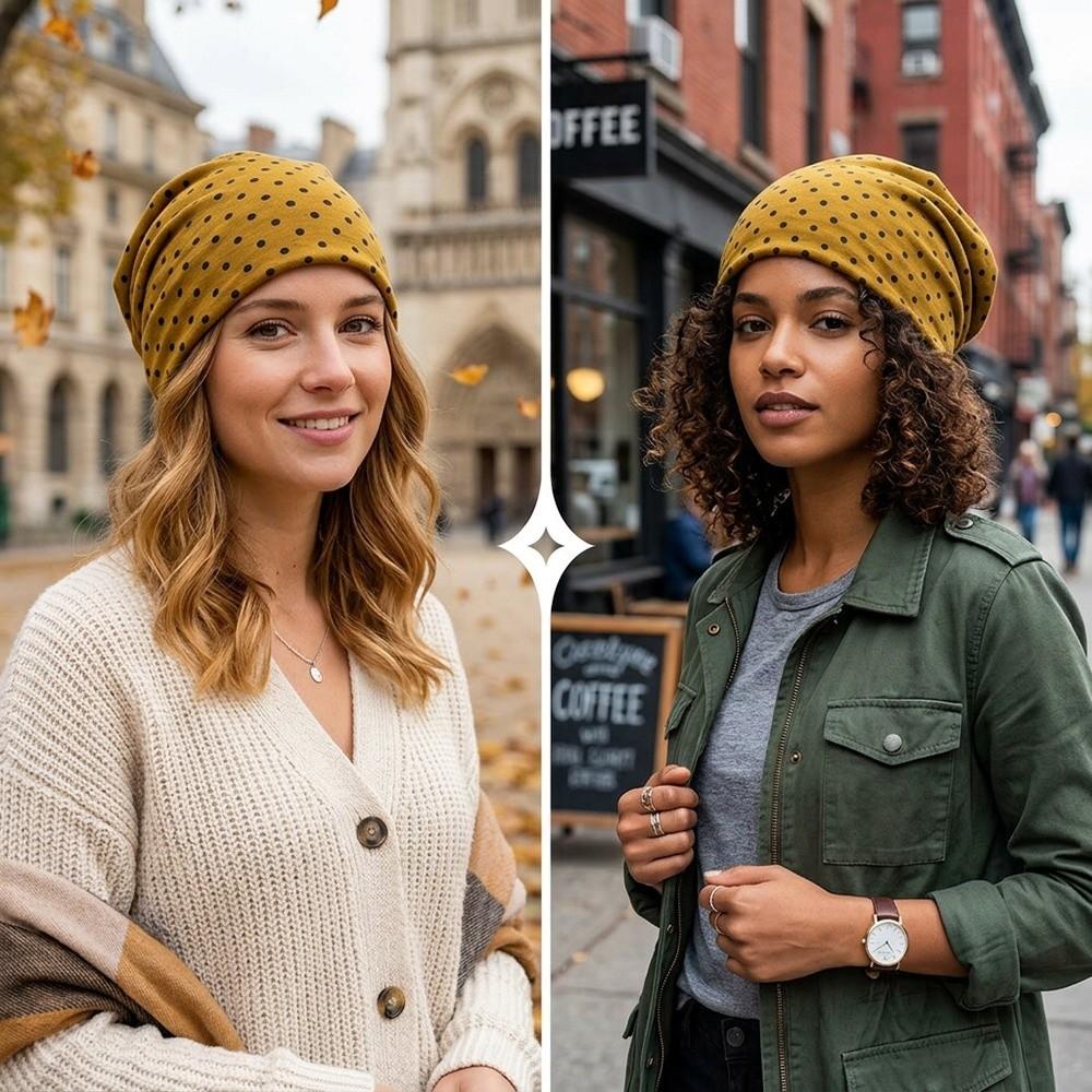 Versatile Slouchy Beanies Skullies Hat Korean Style Polka Dot Hat Casual No Brim Cap