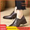 Retro Preppy Mid-Heel Square-Toe Leather Loafers with Deep-Mouth Lace-Up and Kitten Heel for Women