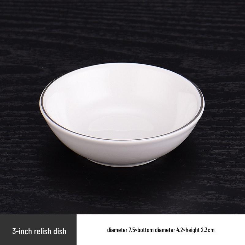 Elegant Ceramic Tableware Set: White with Platinum Rim - Includes Plates, Bowls, and Dishes for Restaurants or Clubhouses, Available in 3 or 4 Pieces