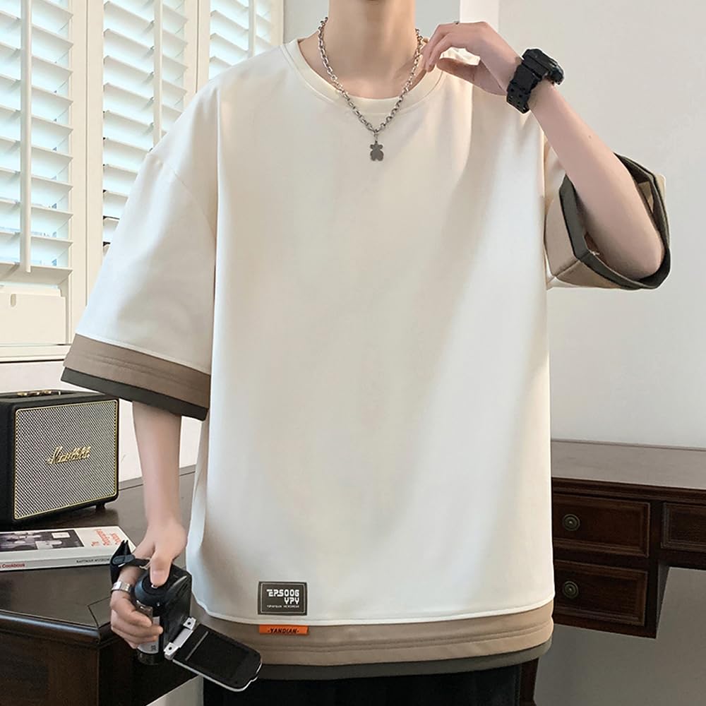 short sleeve summer large loose 2XL Men's T-shirt, 3/4 sleeve, clothing, layered, size, stylish, casual, pullover, popular, fit, top, men's t-shirt,