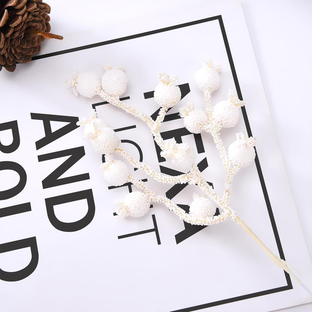 Artificial Xmas Berries Branches White Foam Multifunctional Xmas Faux Berries Branches for Decoration