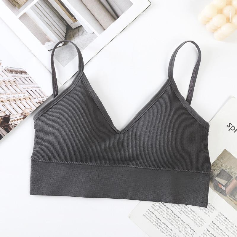 Bralette Sem Costuras com Costas Cruzadas em U - Sem Aço, Sexy, Cor Sólida Roupa Íntima Feminina