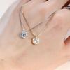 Elegant S925 Sterling Silver Diamond Square Necklace for Women – Luxurious Clavicle Chain Design