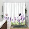 1 Watercolor Butterfly and Purple Flowers Shower Curtain - Tranquil Nature Scene with Hooks, Polyester Fabric, Machine Washable