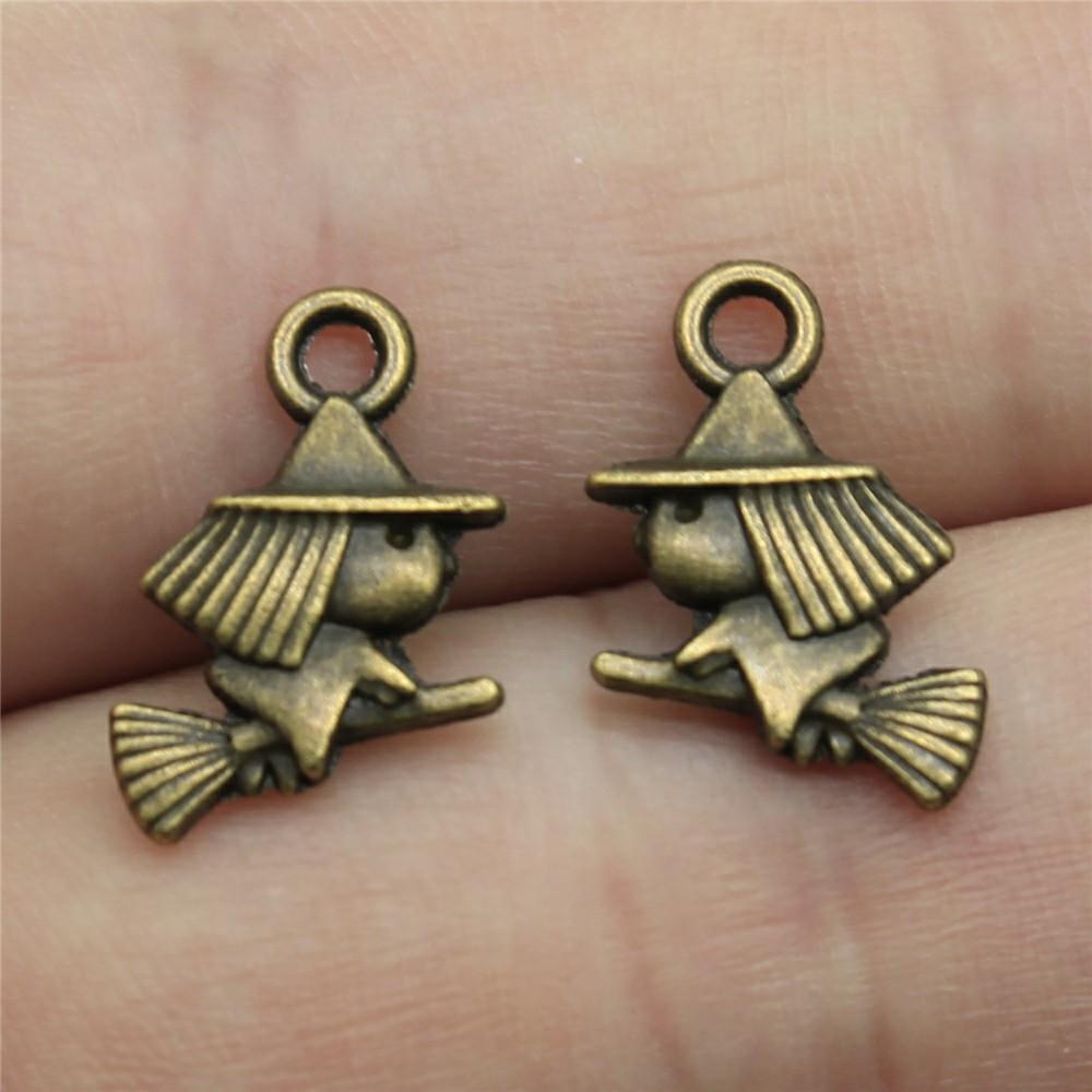 20pcs Halloween Witch Wizard Antique Bronze Silver Color Pendants DIY Findings Tibetan Jewelry