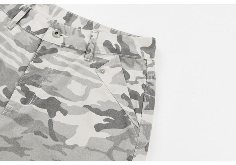 Unisex Retro Camouflage Multi-Pocket Wide-Leg Work Pants
