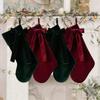 20 Inch  Christmas Stocking with Large Decorative Bow Luxury  Stocking for Firepitscreen Mantel, Elegant Holiday Decor