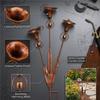 A74E-Floral Garden Stake Handcrafted Three Calla Lilies Metal Wind Chime Yard Art Sculpture Flower Stakes