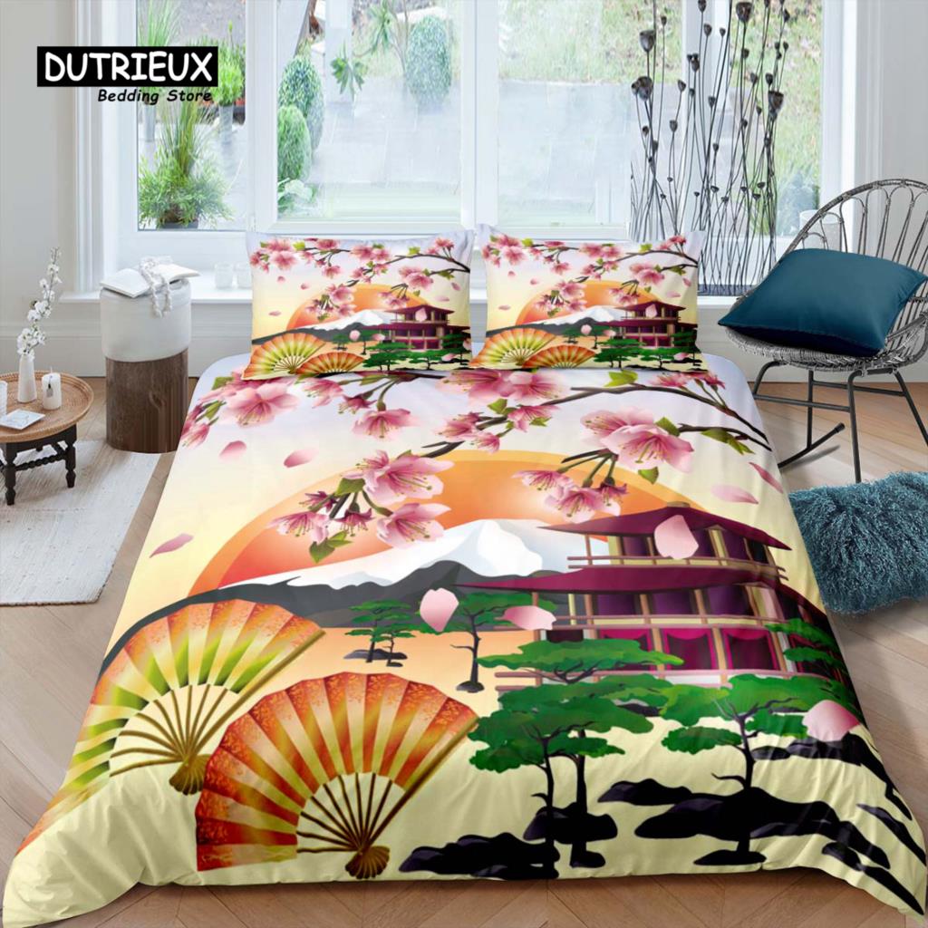 Comforter Home Living Luxury 3D Sakura Blossom Print 2/3Pcs Soft And Kids Bedding Set Queen And King Eu/Us/Au Size