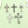 White K Point Alloy Cross Pendants for DIY Jewelry