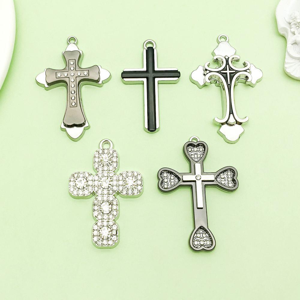 White K Point Alloy Cross Pendants for DIY Jewelry
