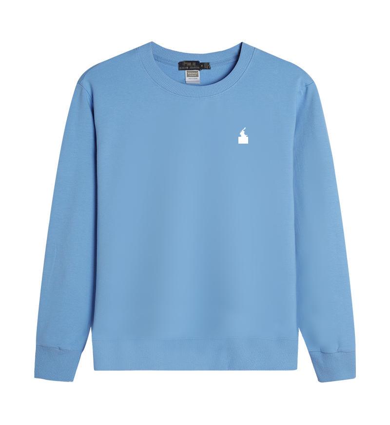 Casual Autumn American Style Pure Cotton Long Sleeve Polo Hoodie with Embroidered Horse Design