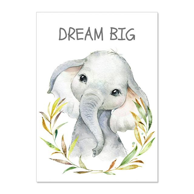 

Зеленое растение животное жираф зебра слон настенное искусство холст картины детские плакаты и принты настенные картины декор для детской комнаты без рамки 21*30cm No Frame