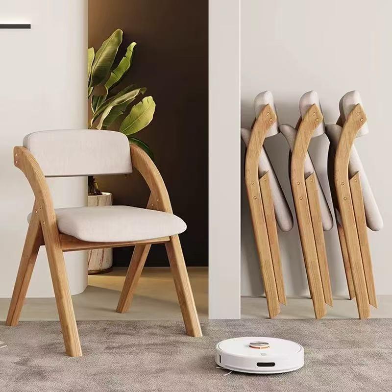 Foldable Wooden Dining Chair With Thickened Backrest Lightweight Multi-Use Home Office Adults
