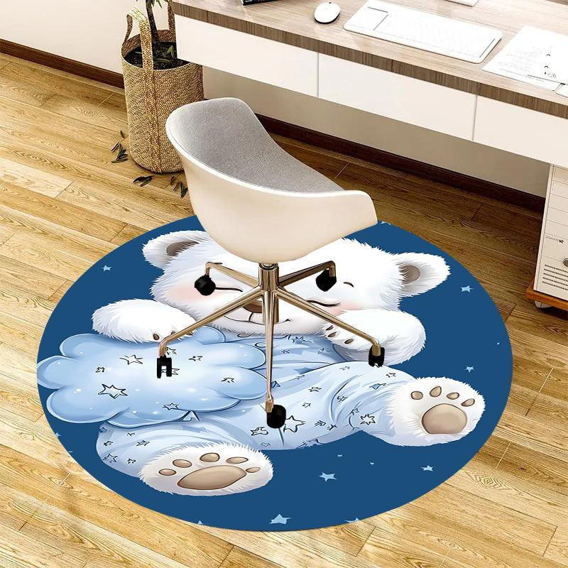 1PC Bear Non-Slip Floor Round carpet, Office, family, bedroom, Large Area Rug Indoor Rugs,  Durable PolyesterH0359