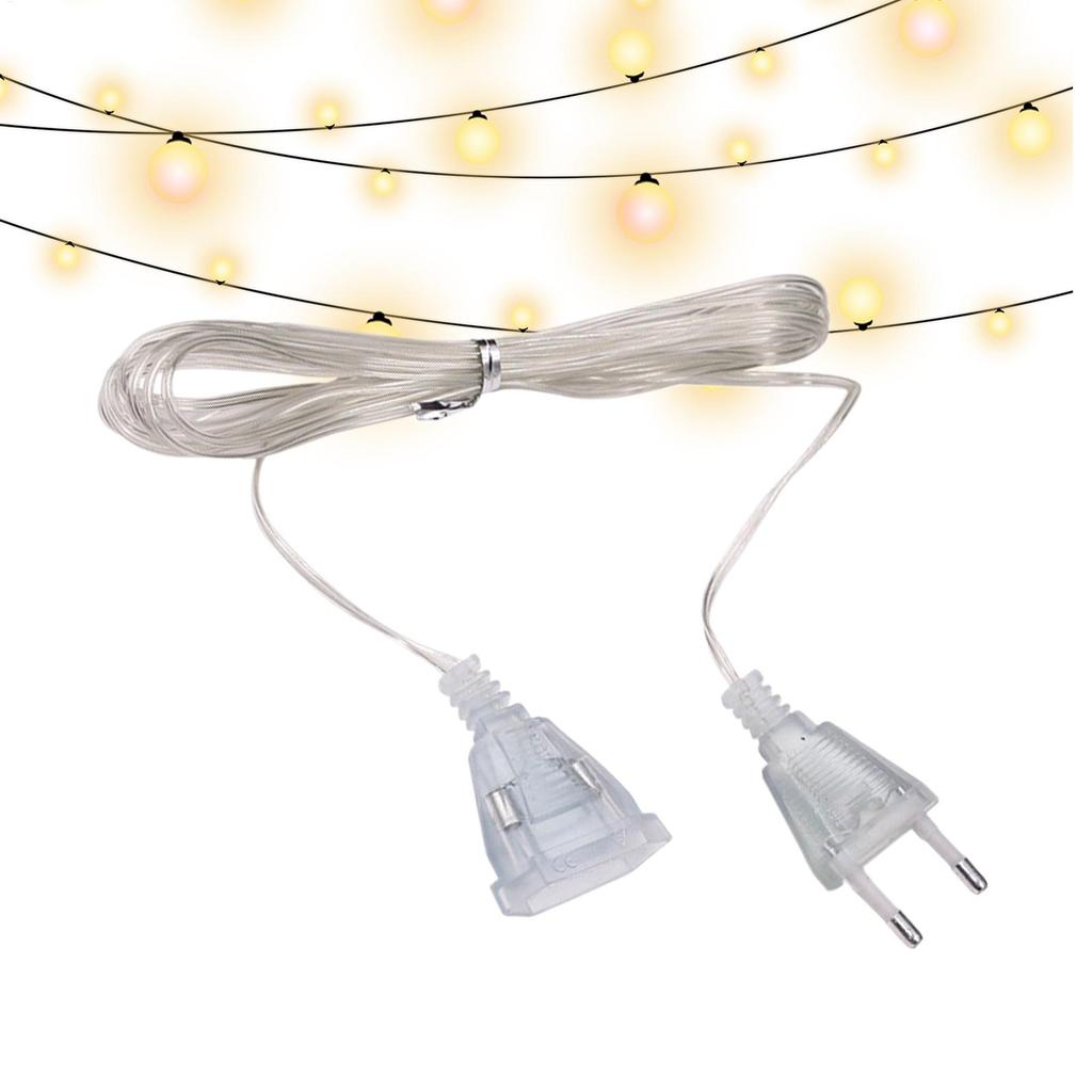 3M Transparent Power Extension Cord 220V EU US String Wire AC Standard Switch Cable For Xmas New Year Party String Lights