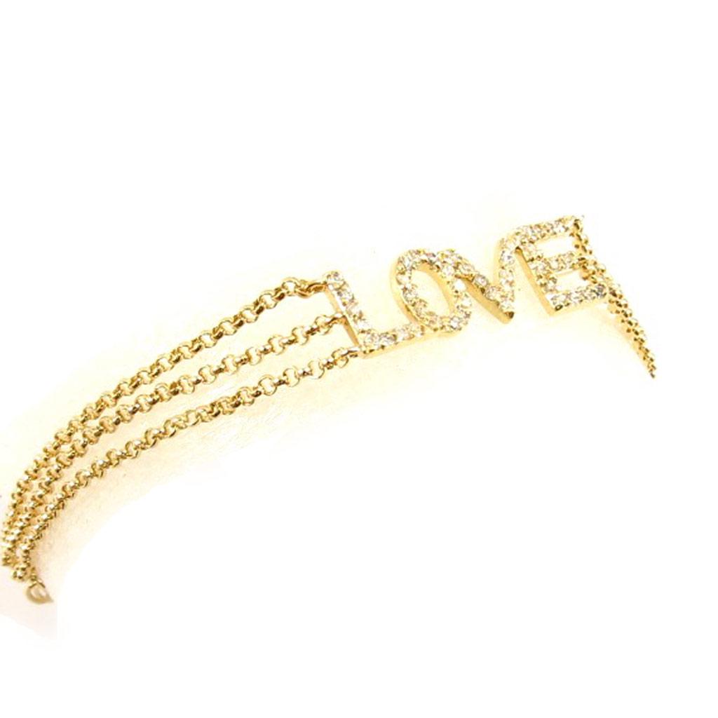 Les Trésors De Lily [K7351] - Gold Plated Bracelet 'Love' White