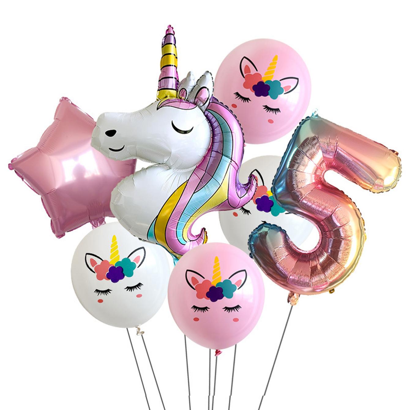 

7PCS/PACK Супер велика 43-дюймова повітряна куля з алюмінієвої плівки Unicorn 32-дюймова цифрова цифрова пам’ятна 1-9 цифрова повітряна куля з градієнтною плівкою