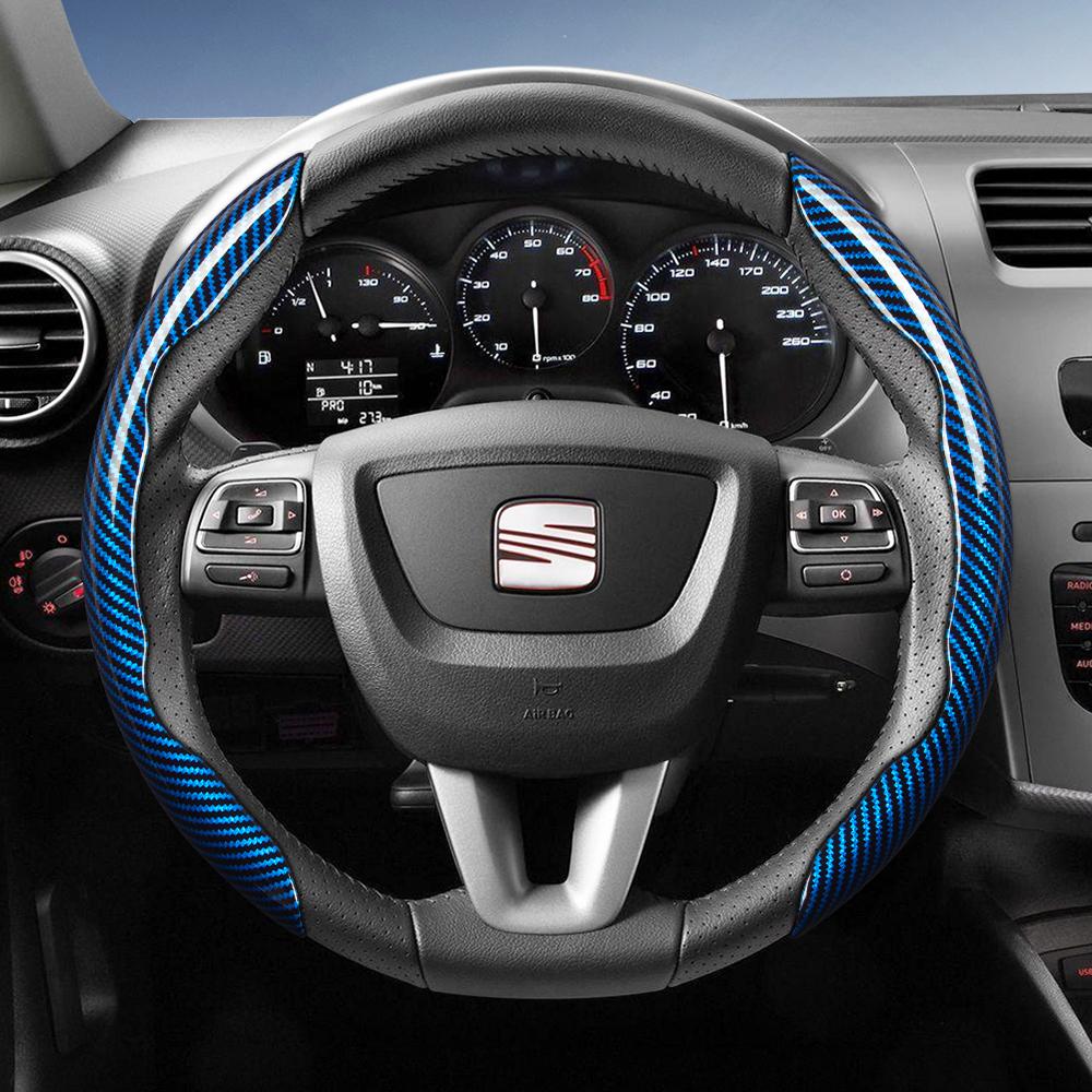 Suitable for Seat Carbon Fiber Texture Steering Wheel Cover with Segmented Quick-Release Design, Durable, for Models Such As Ibiza, Arona, Leon,