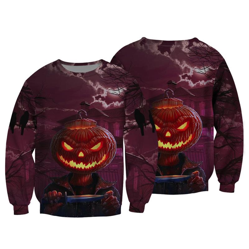 Autumn 3D Pumpkin Theme Printed Sweatshirts Fashionable Casual Sports Long Sleeved Men's Sweatshirts