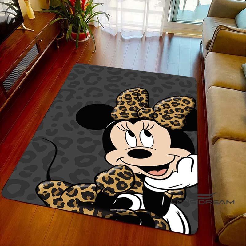 Cute Pink Minnie Mouse Cartoon Rug, Suitable for Living Room, Bedroom, Kitchen, Hallway, Children's Non-slip Floor Mat,