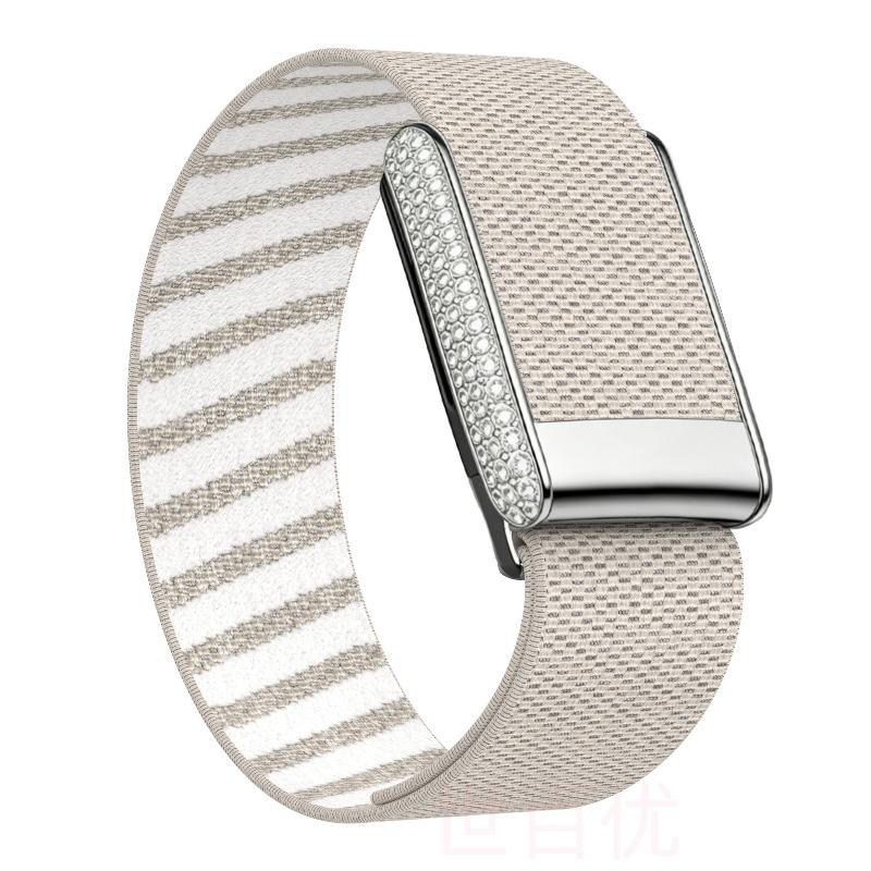 Sparkly Diamond Metal Frame Nylon Elastic Band for Whoop 5.0 Comfortable Replacement Strap for Whoop 5.0 Smart Fitness Tracker