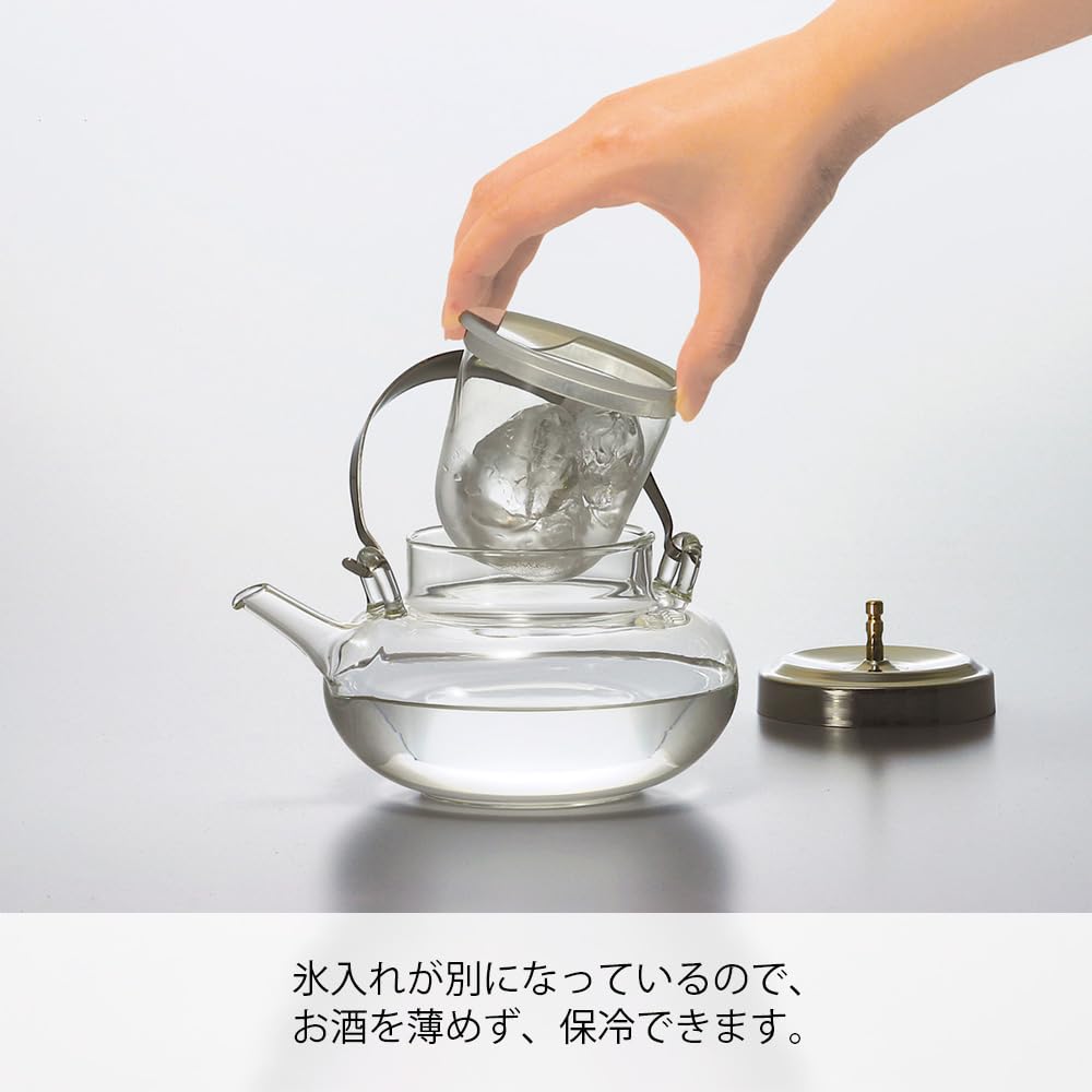 HARIO Round Ceramic Stove and Glass Set, 360ml Capacity (2 cups), Made in Japan, IDXG-8004-MSV, Clear