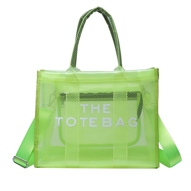 Bag female, large-capacity transparent holding bag, portable messenger jelly bag, export beach bag.