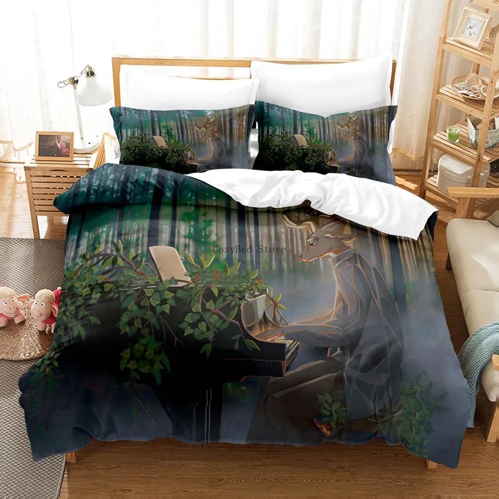 Set Biancheria da Letto Beastars per Bambini Copri Piumino Anime Pacchetto Copripiumino Biancheria da Letto Misura Singola Misura Matrimoniale Misura King Misura Singola Dimensioni Dropshipping
