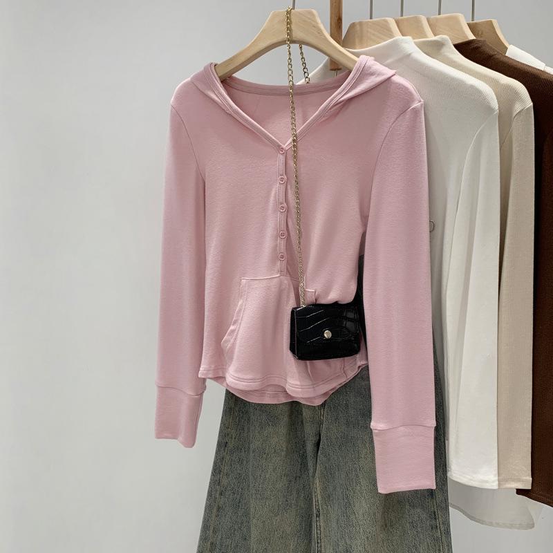 

Women s Slim Fit Korean Style Pink Hooded Base Layer for Winter 2025 – Flattering and Perfect for Layering Medium