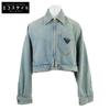 Authentic Japanese Domestic Market GFB279 Triangle Logo Organic Denim Cropped Top Jacket 38 blueUsed