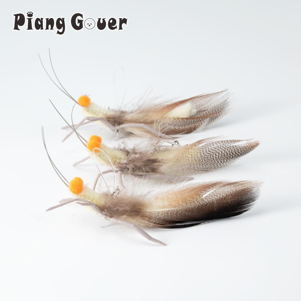 Simulated Grasshopper Cat Teasing Stick change Head Toy Feather Silicone Pet Supplies Toys