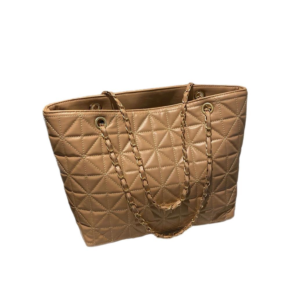 Versatile Foreign Style Chain Rhombus Indentation Tote Bag Women's Large-capacity Popular Trend Personalized Student Shoulder Bag