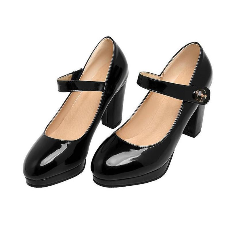 Women Pumps Girls' Shoes Platform High Heels Mary Jane Shoes Lolita High Heels Shallow Round Toe Office Party Wedding Footwear