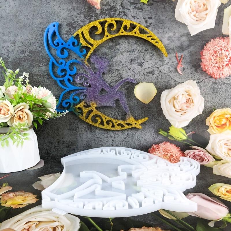 Silicone Wall Hanging Molds Epoxy Resin Craft Molds Moon Butterfly Girl Theme Home Decors Crafting Supplies for Crafting