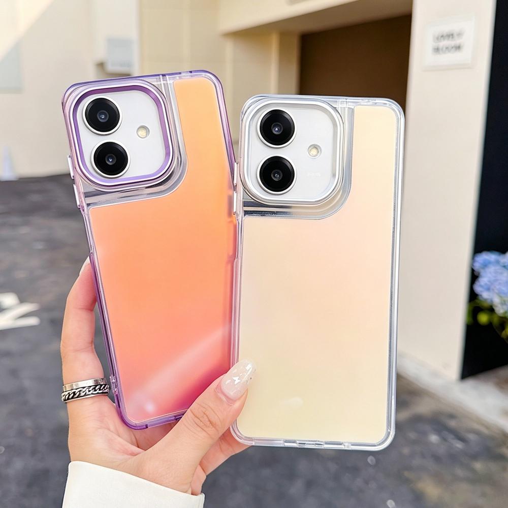 KEYSION Fashion Laser Gradient Colorful Phone Case for OPPO A3X 5G A3 Soft TPU+PC Shockproof Back Cover for OPPO A5i