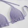 European and American Trendy Solid Color Halter Bikini Set (Three-Piece) - Sexy and Fashionable 2025