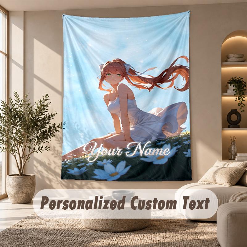 Tapestry Custom Name Text, Wall Hanging Tapestry Home Room DecorDoki Doki Literature Club