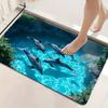 Ocean Theme Dolphin Bath Mat 3D Printed Anti Slip Floor Rug for Bathroom Bedroom Living Room Soft Flannel Carpet Washable